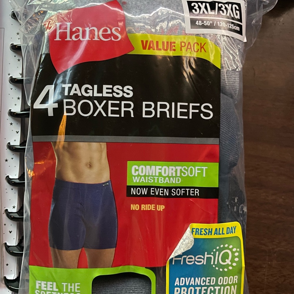 Hanes Value Pack Boxer Briefs 3XL Black Gray New NIP